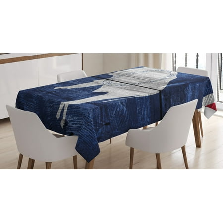 

Ambesonne Wyoming Tablecloth Rectangular Table Cover Equality State Flag Wooden 52 x70 Night Blue Vermilion