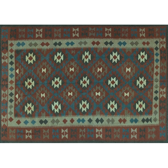 Ahgly Company Indoor Rectangle Southwestern Light Blue Country Area Rugs, 2' x 3'