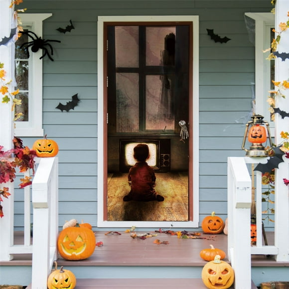 Dvkptbk Halloween Halloween Door Sticker Halloween Door Stickers Window Stickers Party Door Stickers Decor Halloween Decorations on Clearance