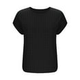 thumbnail image 5 of ECZHAW Womens Blouses Summer Casual Short Sleeve Tops Basic Textured Solid Color Round Neck T Shirts Blouse,, 5 of 6