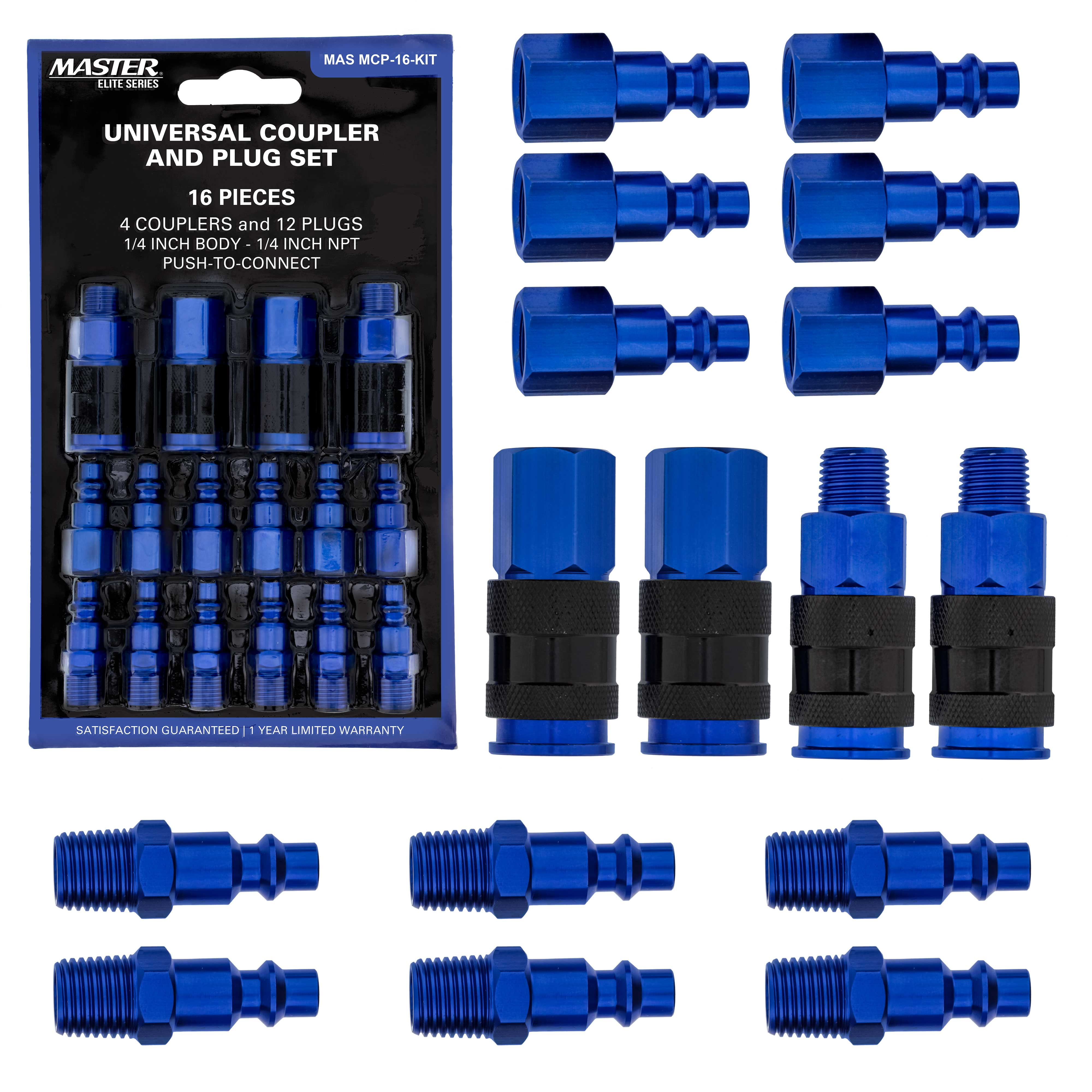 Master Elite Series 16 Piece Air Hose Fittings Set Kit 4 Universal