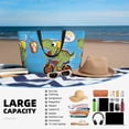 thumbnail image 6 of KLL Dinosaur Riding a Motorcycle Print Large Beach Tote Bag Women Waterproof Sandproof Zipper Beach Tote Bag for Pool Gym Grocery Travel with Wet Pocket, 6 of 7