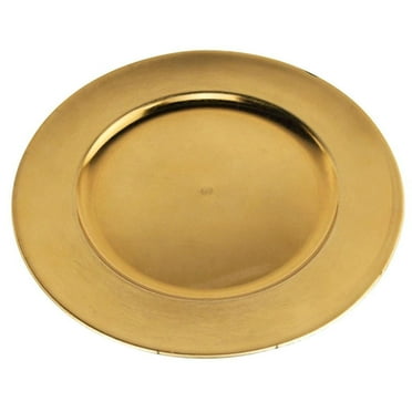 Decorative Metallic Round Plastic Charger Plate, 12-7/8-Inch, Gold