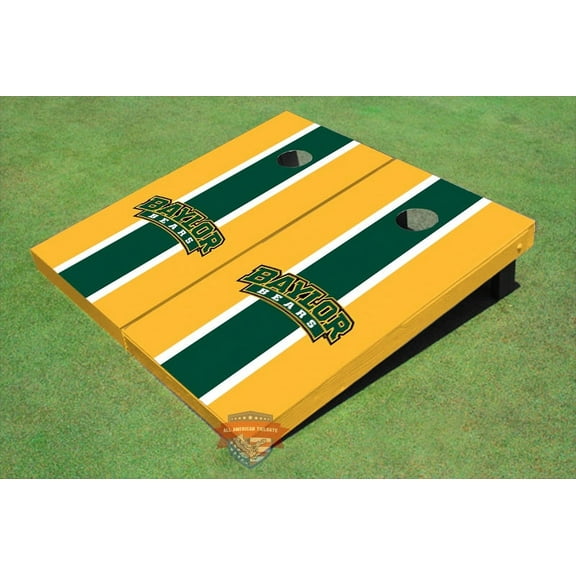 Baylor University Arch Hunter Green And Yellow Matching Long Stripe Cornhole Boards