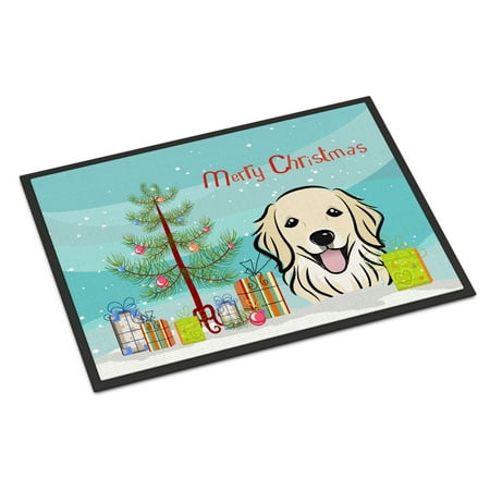 Christmas Tree And Golden Retriever Door Mat Christmas Tree And Golden Retriever Door Mat
