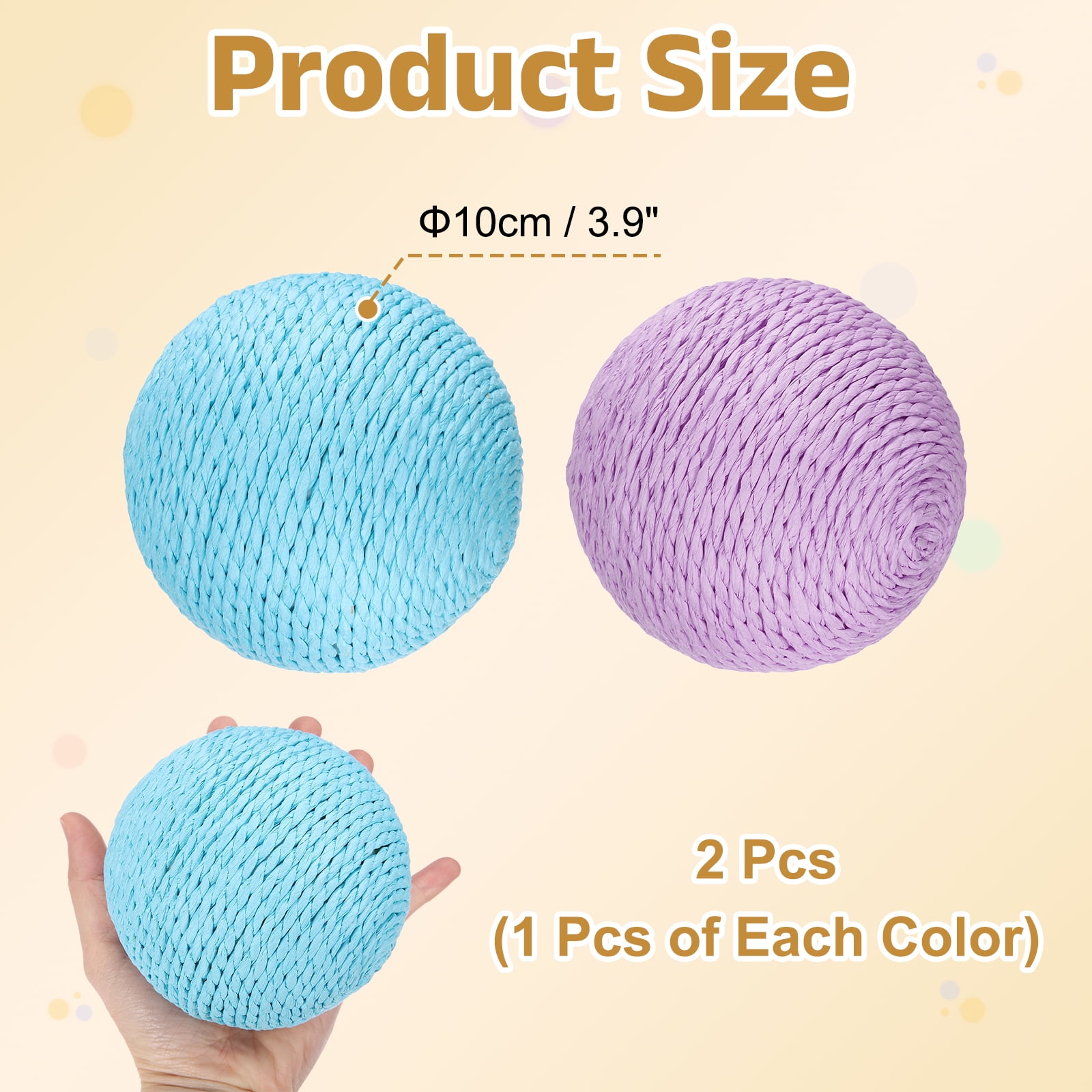 Uxcell Cat Toy Ball, Interactive Natural Cat Scratching Balls Sisal Cat Ball Toy ( Sisal, 2Pcs, 3.9Inch, Sky Blue/Purple ) for Kittens Pet Enrichment Training Play Indoor Exercise Fun