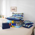 thumbnail image 6 of Manfei Cartoon Cars 7-Piece King Bedding,Cute Trees Print King Bed in a Bag,Blue,Navy Blue Reversible, 6 of 7