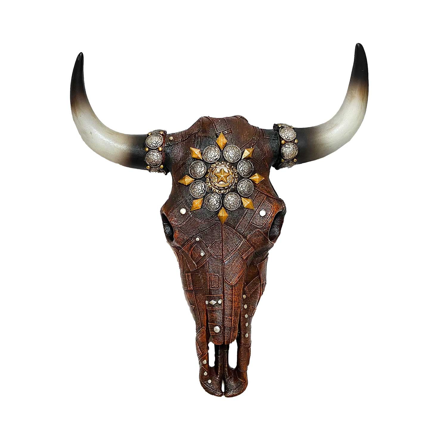 Ranch Decor Longhorn Wall Decor with Faux Leather & Studs LARGE 40 "Western 