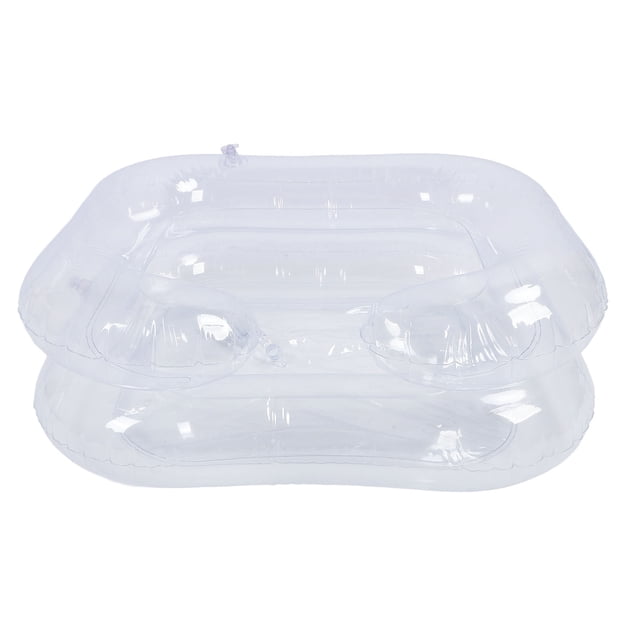 Inflatable Shampoo Bowl, PVC Easy To Inflate Folding Hair Washing Basin with Repair Patch for Elderly White,Clear