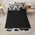 thumbnail image 4 of Manfei Vintage Cow Spot Zipper Twin Comforter Sets with Fitted Sheet and 2 Pillowcases,Abstract Animal Spot Zipper Bedding Set,Brown White Black,Reversible, 4 of 7