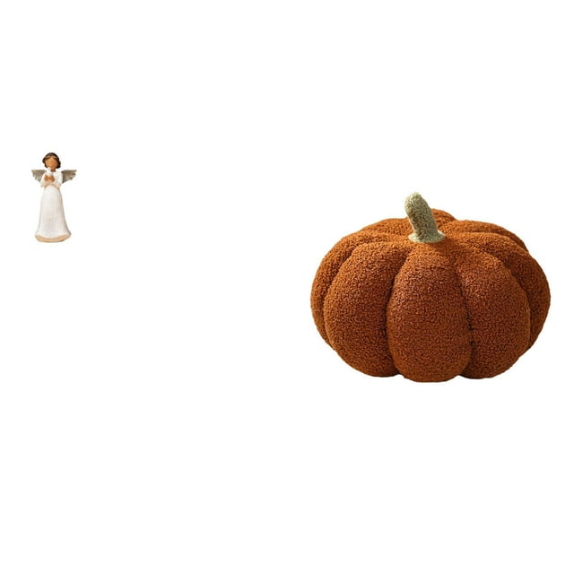 Escultura de resina de querubín con paloma y almohada de calabaza. Figura decorativa para sala de estar, dormitorio, sofá, pasillo. Ideal para Navidad