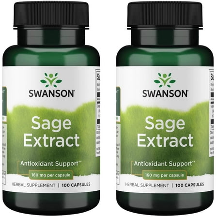 Swanson Sage Extract - Herbal Supplement Promoting Total-Body Health & Protection - Natural Formula for Overall Wellness Support - (100 Capsules, 160mg Each) (2 Pack)