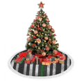 thumbnail image 6 of Christmas Tree Skirt Thin Green Line Flag Xmas Tree Skirt with Tassels Christmas Holiday Decoration 30", 6 of 6