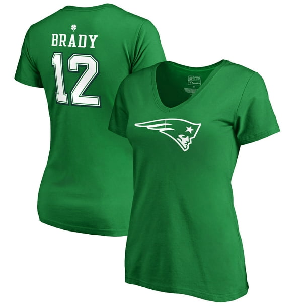 Tom Brady New England Patriots Nfl Pro Line By Fanatics Branded Women S St Patrick S Day Icon V Neck Name Number Walmart Com Walmart Com