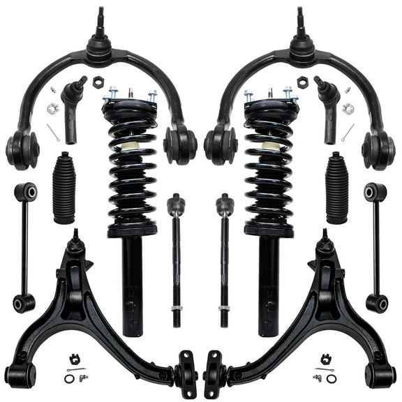 Detroit Axle - Front 14pc Suspension Kit 2005-2010 Jeep Grand Cherokee Commander, 2 Struts 4 Lower and Upper Control Arms w/Ball Joints 4 Tie Rods 2 Sway Bars 2 Boots 2006 2007 2008 2009 Replacement