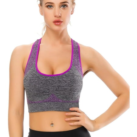 

Women s Seamless Quick-Drying Padded Sports Bra Medium Impact Pocket Yoga Gym Workout Fitness Sports Bras