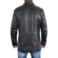 thumbnail image 6 of Men's Classic Winter Black Leather Car Coat - 3/4 Length, 6 of 7