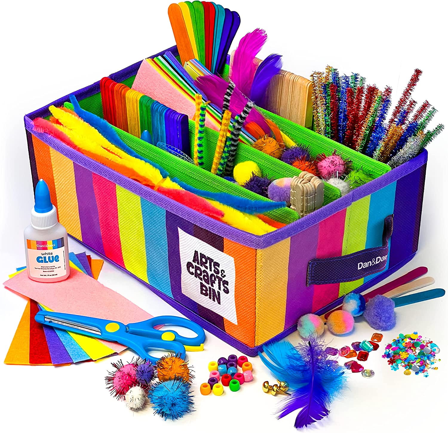 Darice Arts and Crafts Kit - 500+ Piece Kids Craft Supplies & Materials,  Art Supplies Box for Girls & Boys Age 4 5 6 7 8 9
