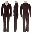 thumbnail image 4 of UAMVSH Women's Ribbed Knitted 2 Piece Outfits Long Sleeve Button down Crop Top Wide Leg Pants Sets Loose Fit Loungewear Sets(Medium,Brown), 4 of 7