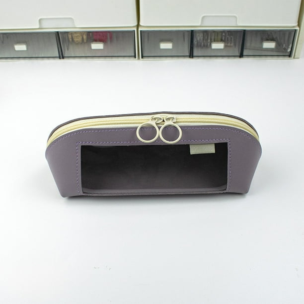 Estuche transparente con ventana impermeable de gran capacidad, con textura de cuero, para estudiantes, portátil, plegable, fabricado en piel sintética, para uso en oficina,topliu