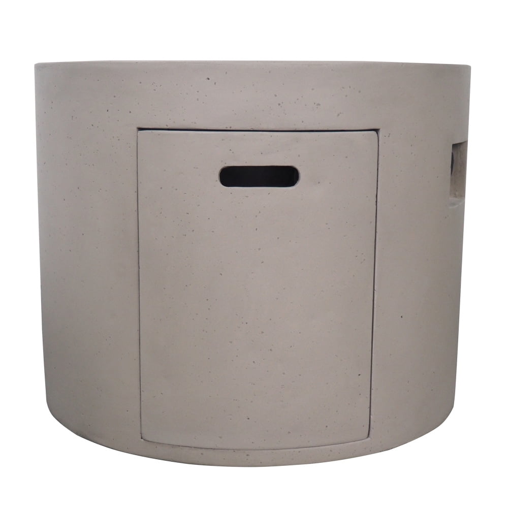 31" Round Light Weight Concrete Gas Fire Pit in Light Gray and dark grey