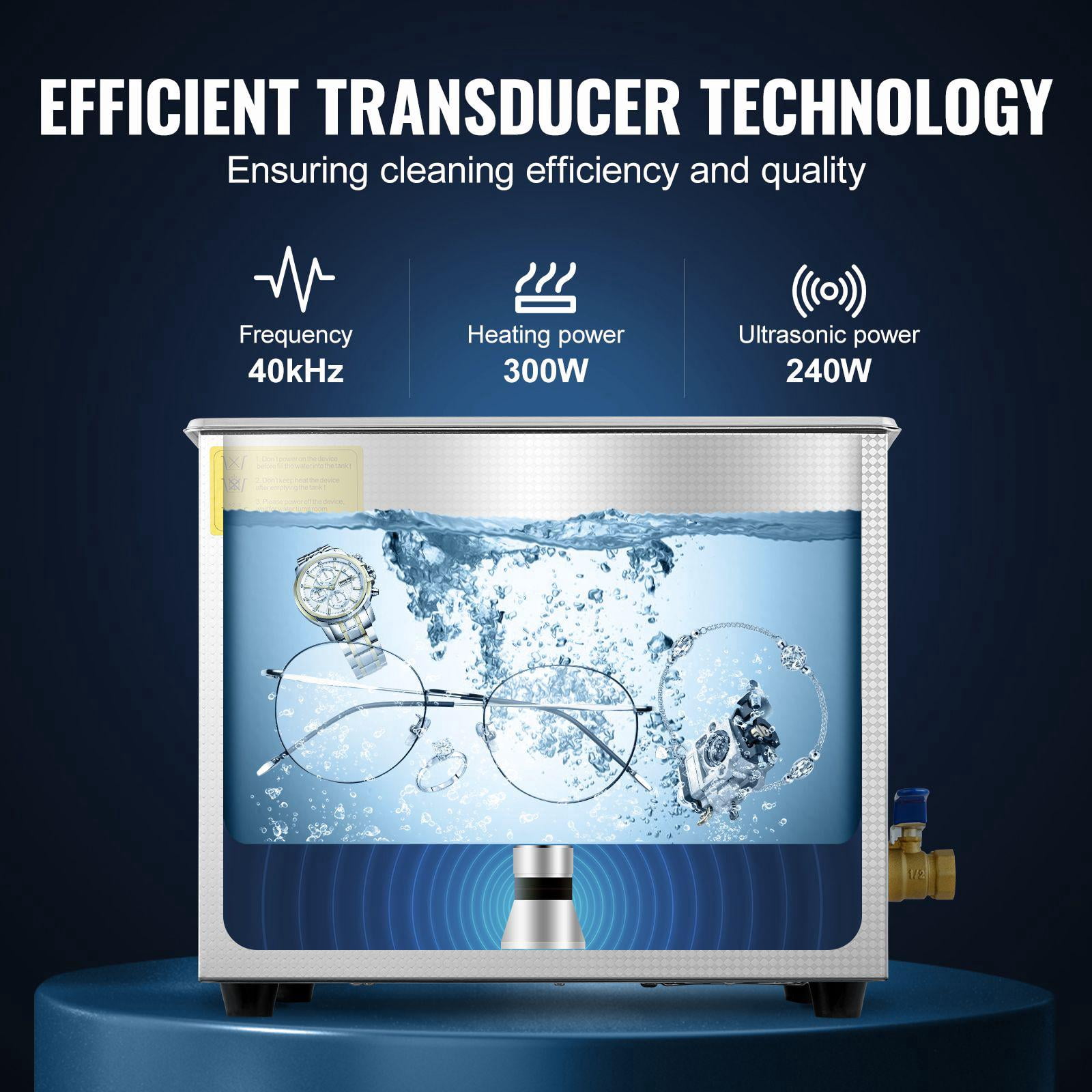 Professional Ultrasonic Cleaner 10L Digital Timer Heater Stainless Steel Industrial Sonic Cleaner 40kHz for Jewelry Glasses Watches Rings Small Parts