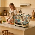 thumbnail image 3 of Renewold Toaster Oven Dust Cover with Storage Pockets Stain-Resistant Dust Protection Rectangular Microwave Oven Small Appliance Cover Case, 22.5 x 18.5 x 13 Inches, Boho Mandala Flower Vintage, 3 of 7