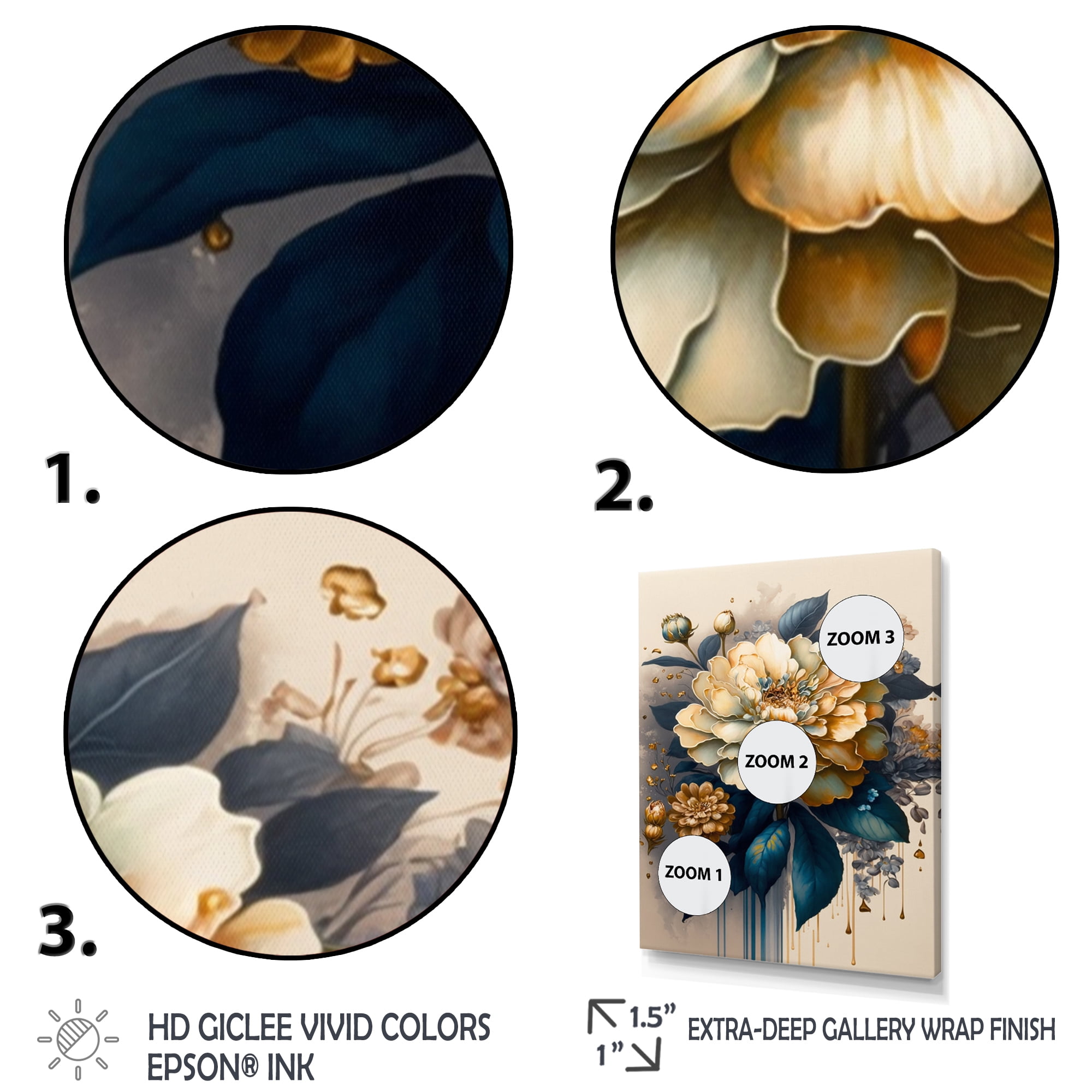 Designart Deep Yellow And Blue Zinnia Flowers II Canvas Wall Art