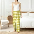 thumbnail image 5 of Uemuo Yellow Checkboard Pattern Women's Wide Leg Palazzo Lounge Pants with Pockets Light Weight Loose Comfy Casual Pajama Pants-Small, 5 of 9