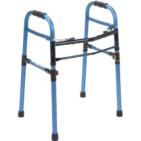 Drive Medical 10248NBL-1 Deluxe Designer Two Button Folding Universal Walker- Blue
