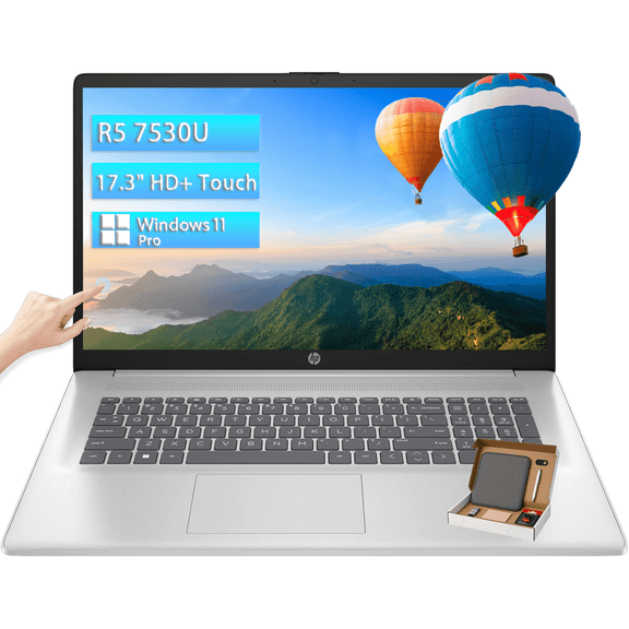 HP 17.3" HD  Touchscreen Laptop, AMD Ryzen 5 7530U (Up to 4.5Ghz), 12GB RAM|512GB SSD, Wi-Fi 6, Anti-Glare, HDMI, Windows 11 Pro