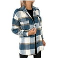 thumbnail image 3 of OGLCCG Women's Flannel Plaid Shacket Casual Long Sleeve Button Down Chest Pocketed Shirts Jacket 2023 Fall Fashion Wool Blend Coats Outerwear, 3 of 6