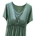 thumbnail image 4 of MYAOYI Womens Nightgown Casual Plus Size V-Neck Solid Color Summer Short Sleeve Comfy Midi Sleepwear with Built in Shelf Bra, 4 of 5