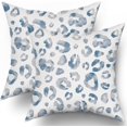 thumbnail image 1 of Blue Leopard Print Pillow Covers 20X20 Inch Light Blue Gray Watercolor Cheetah Decorative Pillow Cases Animal Square Throw Pillow Case Set of 2 Home Decor For Sofa Living Room Bedroom Bed Cushion, 1 of 5