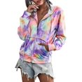 thumbnail image 3 of Sudadera con capucha informal con cremallera completa para mujer, cómoda sudadera holgada de manga larga, chaqueta de color sólido con bolsillos, 3 of 5
