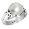 thumbnail image 1 of 925 Silver Ring For Women - Men White Freshwater Pearl Stone Silver Ring Size 5.5 April Birthstone Boho Silver Ring Size 5.5 Gift For Girl Friend On Friendship Day 925 Gemstone Silver Jewelry, 1 of 5