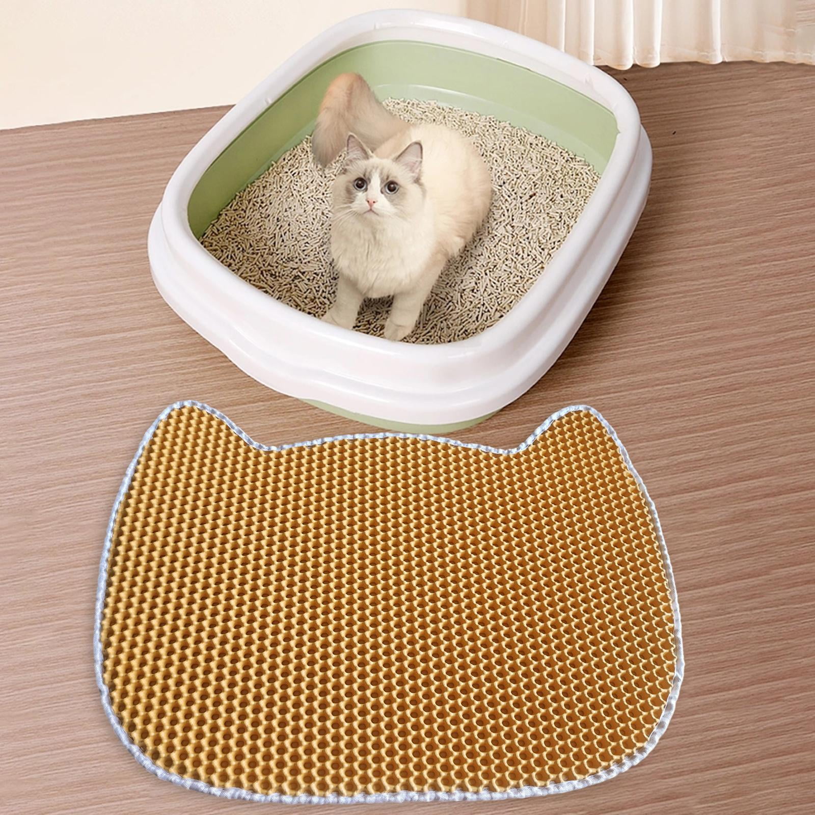 Cat Litter Mat Double Layers Durable Washable for Indoor Cats Cat Litter Pad Orange
