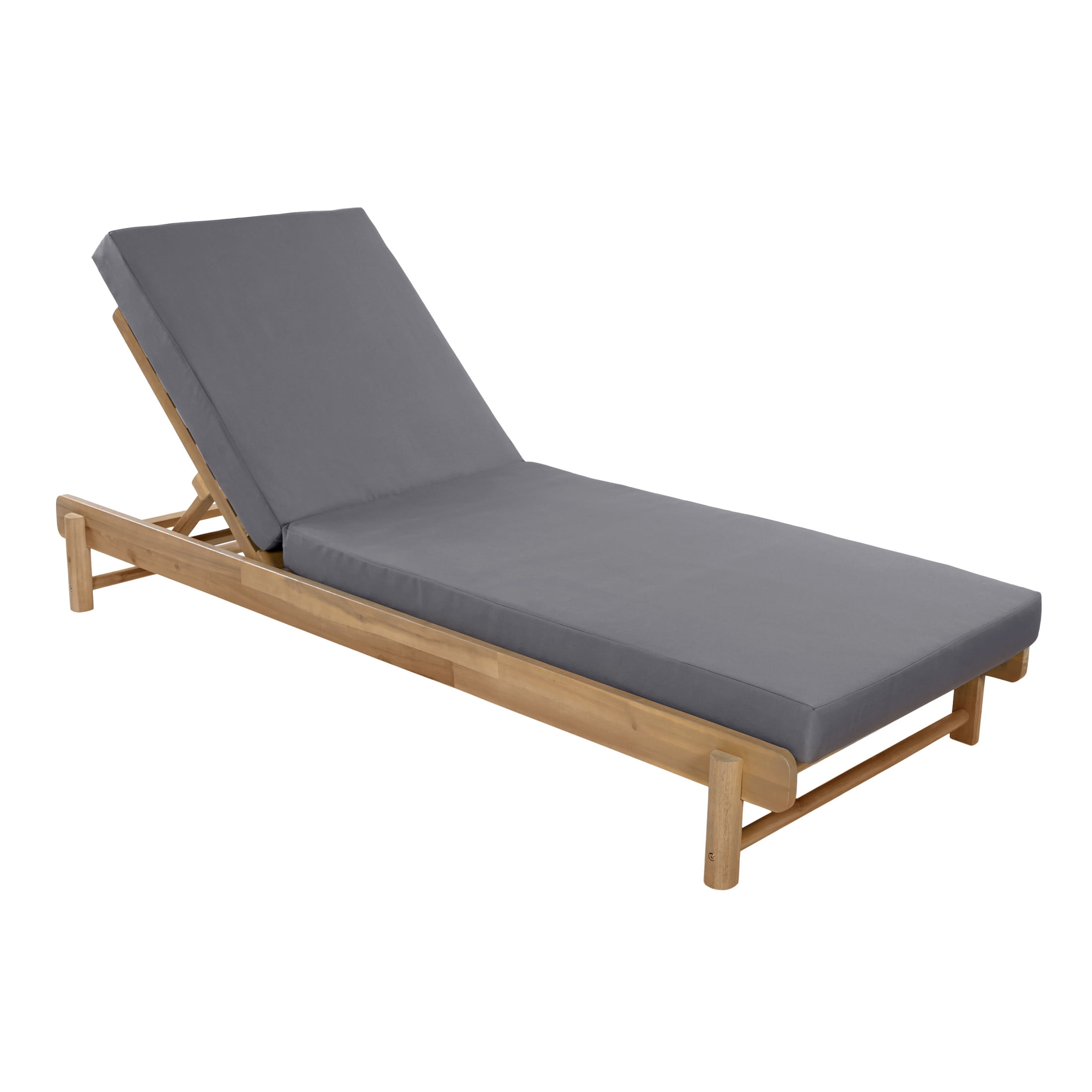 Christopher Knight Home Outdoor Chaise Lounge with Cushion, Adjustable Backrest, Light Teak + Dark Gray