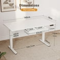 thumbnail image 3 of INNOVAR Adjustable Standing Desk with Drawers, 55x24 inch Electric Stand up Adjust Height Sit Stand Desk with Storage Home Office Computer Table Workstation with Power Lifting, White, 3 of 12