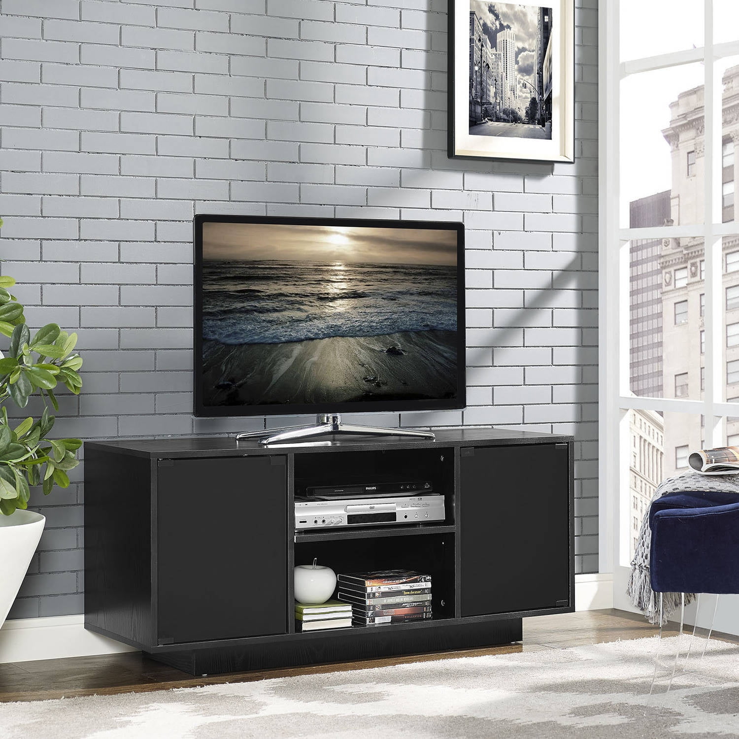Modway Portal TV Stand for TVs up to 47" with Storage Space in Black