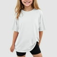 thumbnail image 2 of eileial Girls Short Sleeve T Shirts Kids Summer Oversized Tops Trendy Crewneck Basic Tees,White 110, 2 of 4