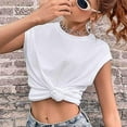 thumbnail image 5 of Summer Savings Clearance 2025! loopsun Womens Tops,Womens Plus Size Tops,Women Casual Short Sleeve Short Sleeve Solid Pullover Blouse T-shirt Tops Loose White XS, 5 of 6