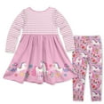 thumbnail image 2 of Pink Darling Unicorn Button-Accent A-Line Dress & Leggings, 2 of 2