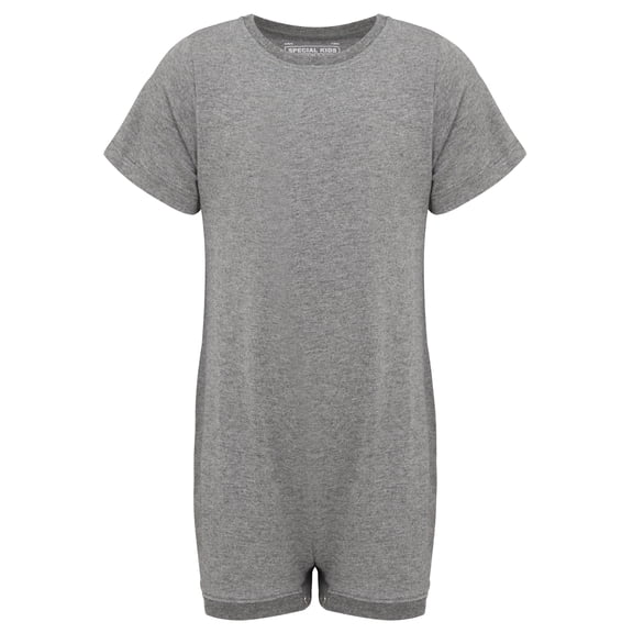 Special Needs Clothing Adults Popper Vest Short Sleeve Bodysuit with Crouch Snap Button, Adaptive Clothing for Adults with Special Needs, Supersoft Cotton Elastane Fabric, by Kaycey Grey