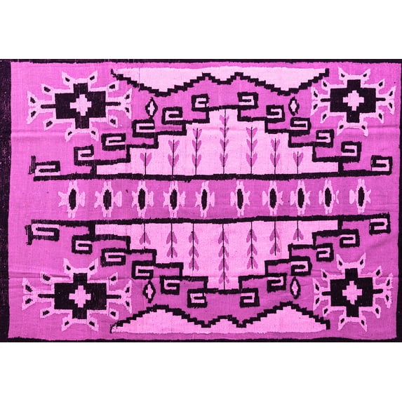 Ahgly Company Indoor Rectangle Abstract Pink Modern Area Rugs, 7' x 10'