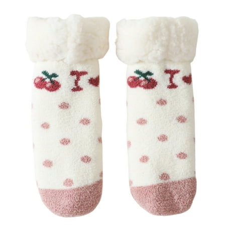 

Younar Kids Fuzzy Slipper Socks - Warm Fleece Slipper Socks | Cute Christmas Fuzzy Socks Soft Children Plush Socks Mid Tube Winter Socks for Children 1-3 Years Old
