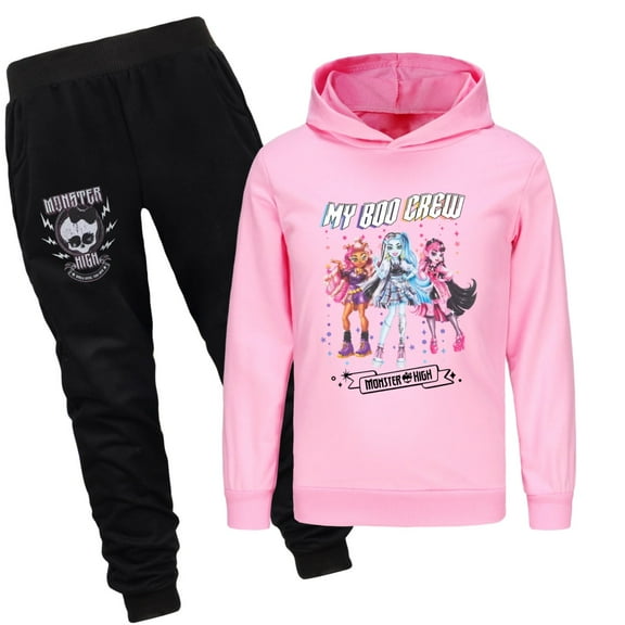 Monster High 6-13 Year Old Girl Hoodie Set Cartoon Pure Cotton Hoodie Long Sleeve Hoodie Pants Set