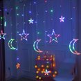 thumbnail image 1 of Luces De Cortina Lámpara 138LED Solar Moon Star Lights 8 modos Cortina de ventana Ramadan Home Party Light, 1 of 5