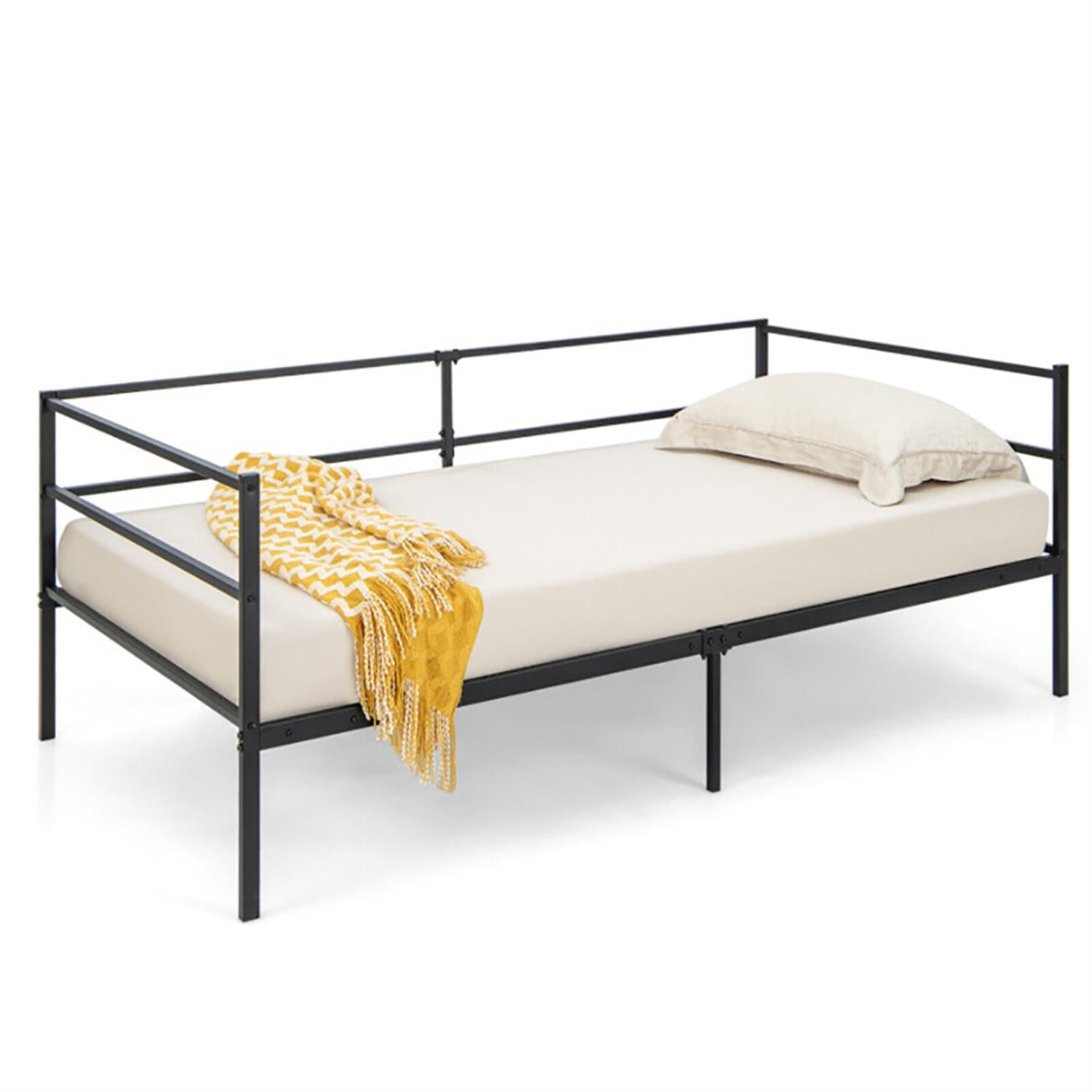 Demi Bonn Twin Size Metal Daybed Frame for Living Room Bedroom, Modern Bed Frame for Teens, Black
