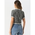 thumbnail image 3 of DARING DIVA Women's Short Sleeve Tweed Jacket Crew Neck Button Front Cropped Cardigan M Black, 3 of 6